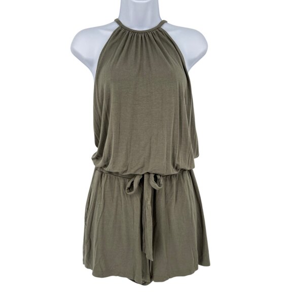 Michael Stars Jonnie Sleeveless Romper in Army Green Size Large - Picture 12 of 13